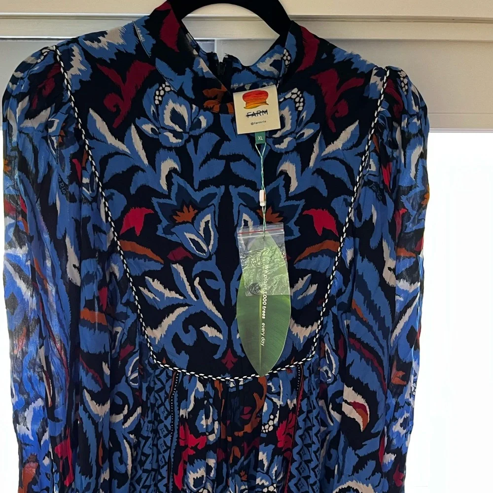 Anthropologie FARM Rio Black Toucans Scarf Maxi Dress - Picture 10 of 10